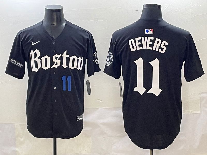 Men 2025 Boston Red Sox #11 Devers Black Five generations Joint Name Nike MLB Jersey style 15